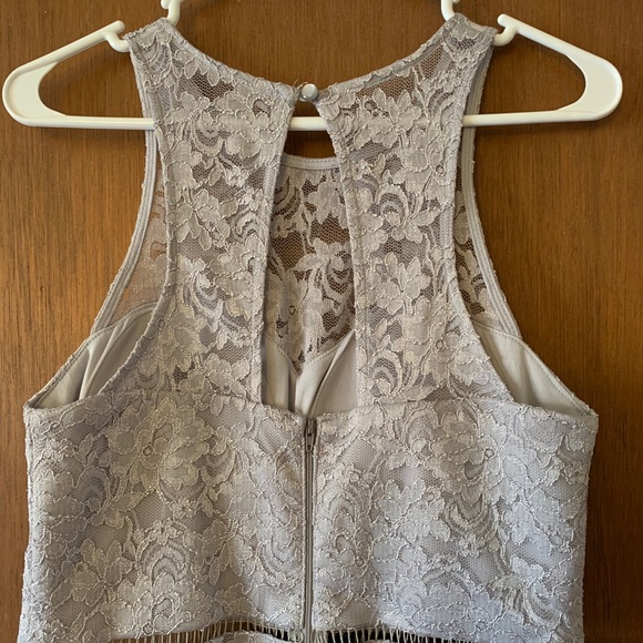 Sequin Hearts Dress Formal Lace Silver Juniors Size 9 Midi Bodycon Dress - Picture 8 of 15